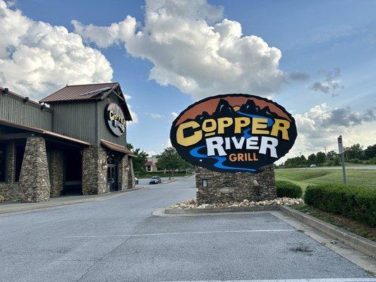 Restaurant entrance and sign