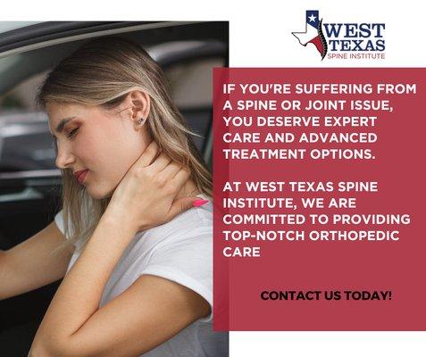 Find Relief from Pain at West Texas Spine Institute--Your Trusted Orthopedic Experts!