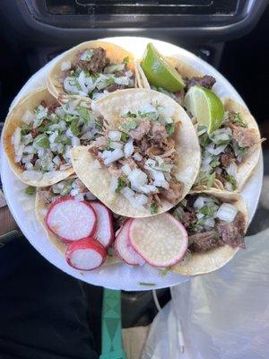 Tacos.  Lengua, cabeza, asada, and barbacoa.