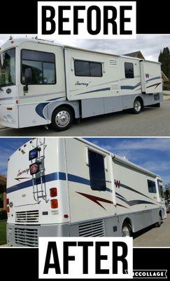 Before & After. Recreational Vehicle Detailing, RV Paint Correction, RV Graphics, Decals, & Wraps