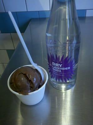 dark chocolate and brambleberry ice cream + lavender soda to try later