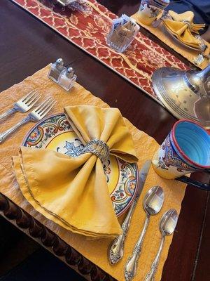 Beautiful table setting for breakfast