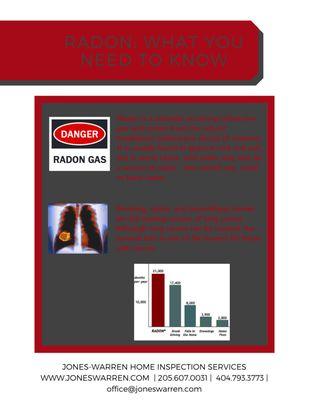 Consider having your home tested for radon. Exposure to high levels of radon gas is the 2nd leading cause of lung cancer behind smoking.