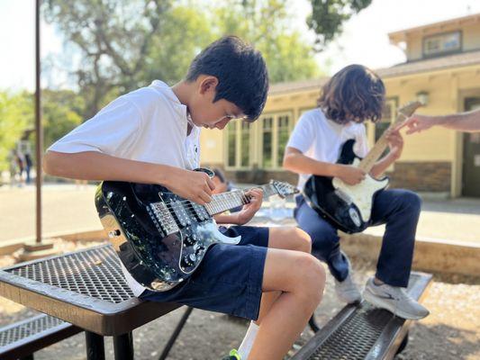 Hillbrook's campus features an array of outdoor learning spaces including gardens and a natural creek.