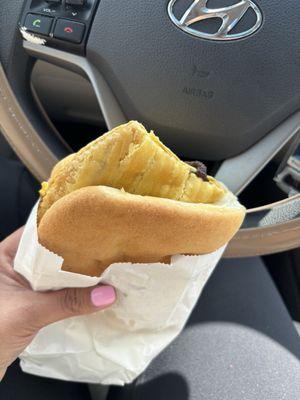 Beef patty with coco bread