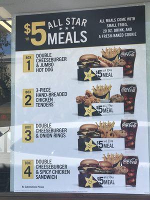 $5 All Star Meals (2/2018)