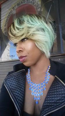 Sew in bang with color