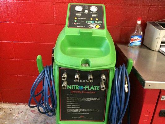 Our "Green Machine" will fill your tires with nitrous, keeping your tire pressure light in check, increasing gas mileage.