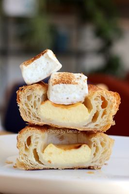 Lemon Cardamom Creme Brulee Puff ($5) - kouign amann with lemon curd filling and homemade marshmallow