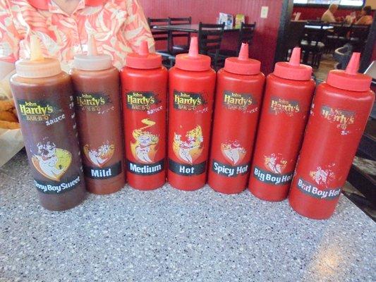 A line-up of all the sauce options - awesome!