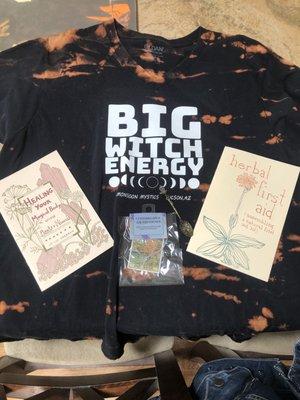 My haul! Two zines, food safe crystal spoon, air freshener, and t-shirt!