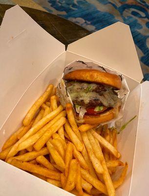 Grilled Cheeseburger and fries