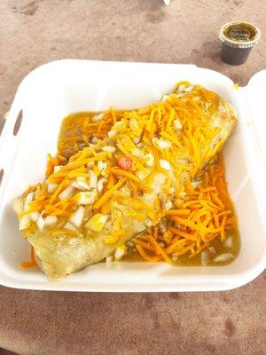 Enchilada style burrito(with green sauce)