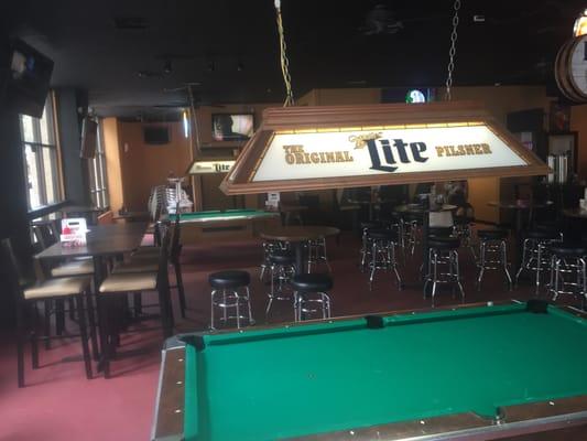 Billiards and concrete floors in a laid back new pub.