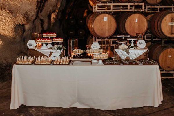 Dessert bar for our wedding. Created by Lila and Sage at Ironstone Vineyards.