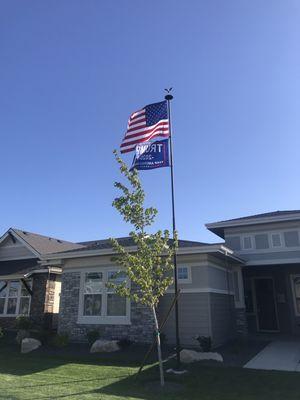 25' Black Flagpole Farm with solar lightning and Eagle. Awesome!!