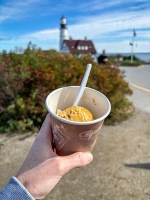 Delicious Affogato with lighthouse views.