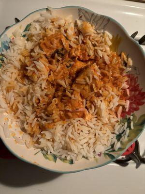 Buttered chicken with basmati rice