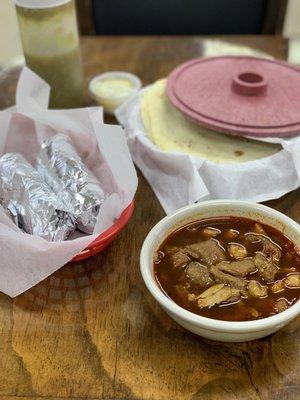 Menudo and fresh tortillas.