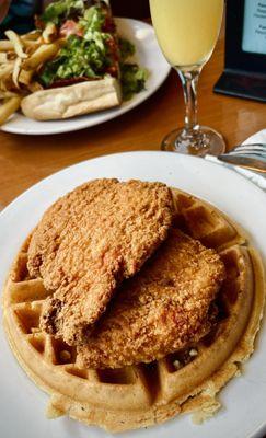 Chicken Waffle & Mimosa!  BLT & fries! So good!