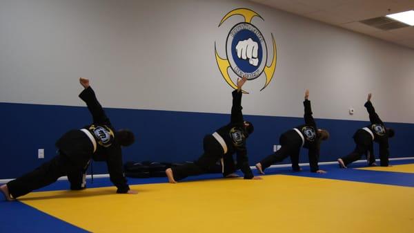 Adult class stretching