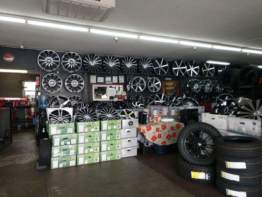 Inside an Auto Shop located in Las Vegas - Custom Wheels - Chrome and Black