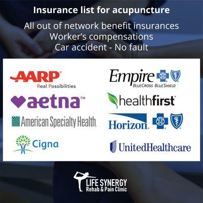 Acupuncture insurance lists