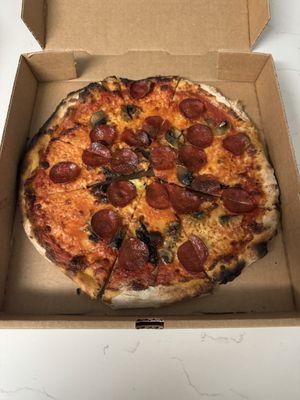 Soprano pizza no sausage with pepperoni