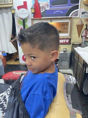 My son happy with his haircut. Savan totally nailed the look that he wanted!