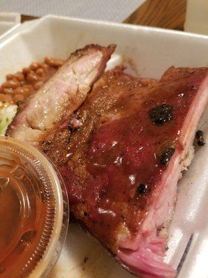 Pork ribs, coleslaw & beans! $23