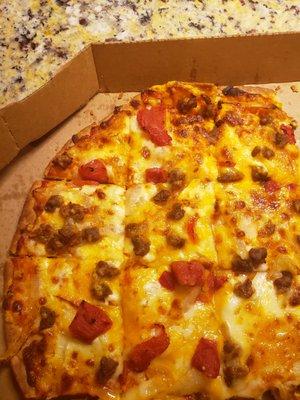 Domino's cheeseburger pizza. YuK