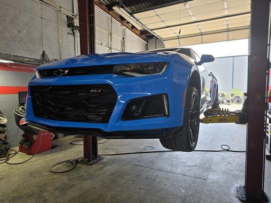 Camaro getting some better stopping power. upgraded brakes and tires.