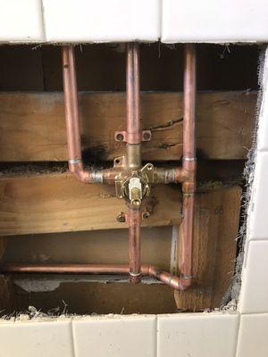 Shower valve install for a Home re pipe