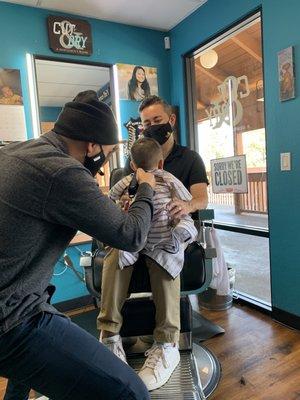 Getting my sons first hair cut with Joeferson