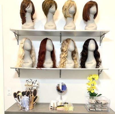 We carry both human and Synthetic wigs which are customizable to each client.