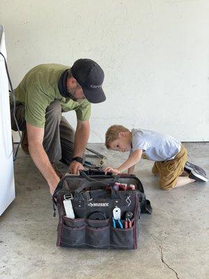 Scott Brandt and his apprentice