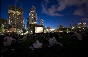 Outdoor screening at Discovery Green