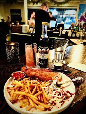 Fish and chips with malt vinegar (of course)