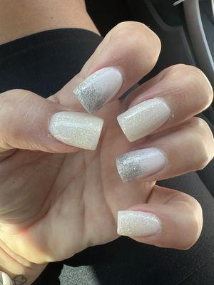 Milky White new set with glitter gel