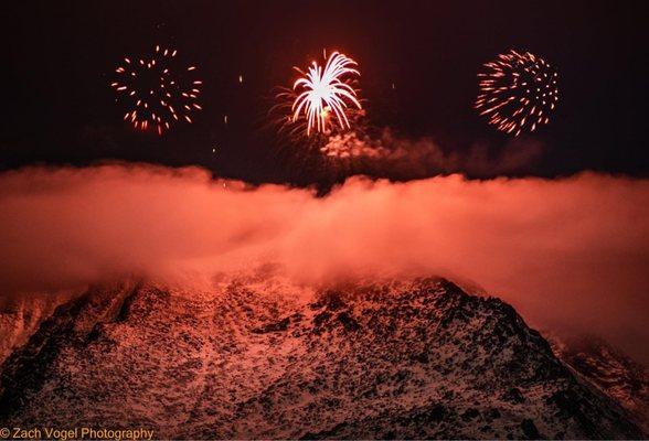 Photo credit: Zach Vogel 9:00am fireworks shot at Pikes Peak