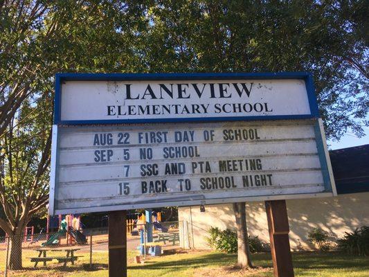 Calendar of events out front for parents