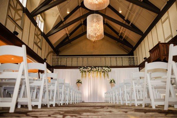 Decor was set up in the Abbey with pipe and drape Gorgeous