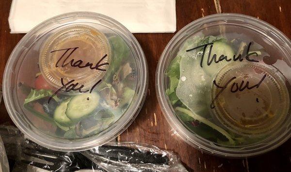 House salad (delivery; appreciate the container with room for dressing shaking)