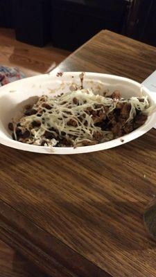 Steak Bowl (Cheese, Brown Rice, Black Beans, Half Chicken)