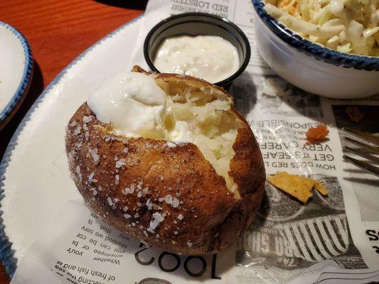 Baked potato's got nice little salty rub