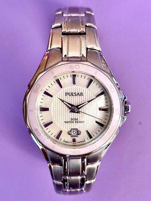 Steve replaced the "crystal" on this Pulsar PINK Mother Of Pearl watch w/a PINK ceramic bezel - it looks NEW again!