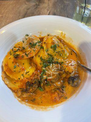 Cheese ravioli with seafood sauce was AMAZING, highly recommend.