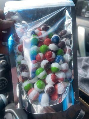 Freeze dried berry skittles