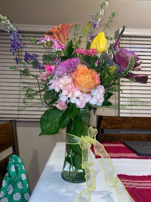 SPRING COLORED $50 with vase (+tax, delivery fee $10.95)