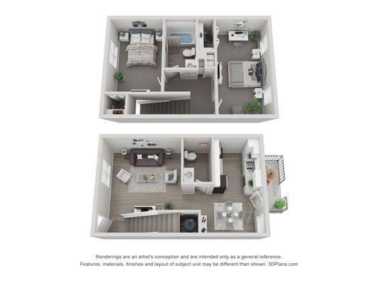 Two Bedroom - 842 sq. ft. - $1,250